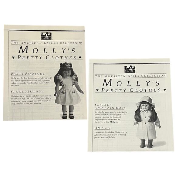 1989 American Girl Pleasant Company Molly DOLL CLOTHES PATTERNS Dress Bag Apron - Picture 2 of 9